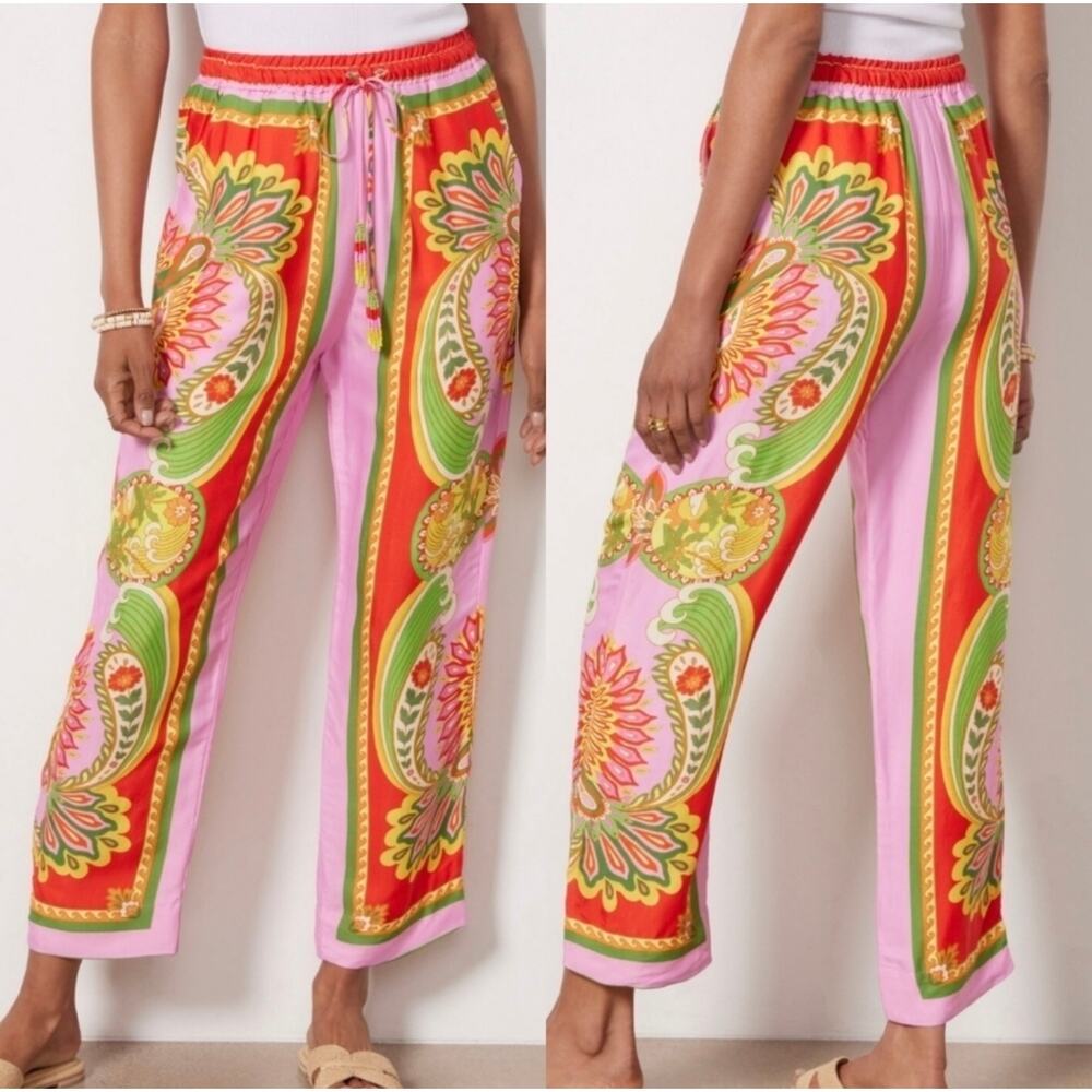 Farm Rio Beach Toucans Scarf Multi Tropical Color Pants L